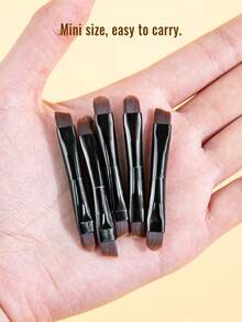 SEPROFE 5Pcs Mini Double Ended Makeup Brushes, Small Eyeshadow Brushes And Eyebrow Brushes, Ultra Soft Fibers Fit Eyes For Smooth Natural Makeup, Metal Handles, Portable Makeup Tools For Daily Or Travel Use - Black - View 5