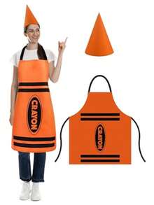 2pcs Adult Colorful Crayon Costume Set: Apron & Cone Hat - Creative Colorful Dress Up For Christmas Parties, Cosplay, Teacher Dress Up & Group Themes - Durable Fabric, Adjustable Size, Fun Party Costume Gift For Men, Women And Friends - Multicolor - View 17