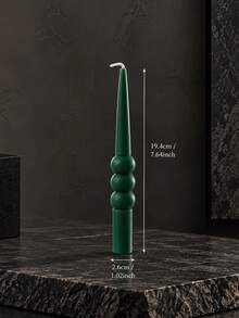 1pc Dark Green Long Taper Candle, Spiral Wave Artistic Design, Multiple Designs Available, Suitable For Christmas Home Decor, Holidays, Autumn Home Decoration, Wedding Decor, Candlelight Dinner, Party, Living Room Tabletop Display And Holiday Gifts - Multiple Styles - View 9