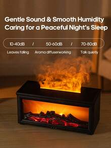 kinscoter 1pc 280ml Mini Fireplace Shaped USB Ultrasonic Humidifier, Wood Grain Portable Campfire Essential Oil Diffuser With LED Light And Remote Control, Suitable For Home Office, Can Be Given As A Gift - Multicolor - View 7