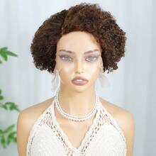 Curly Pixie Cut Lace Front Wig For Women - 13x4x1 T-Part, Remy Brazilian Real Human Hair Brown Wig, 180% Density Short Bob Style For Daily And Party Use - Brown - View 5