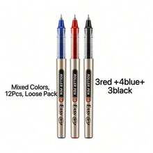 3 Colors Liquid Ink Neutral Pens, Quick Dry 0.5mm, Large Capacity, Student Writing And Exam Needle Tip Gel Pens - A - View 2