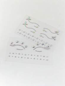 2pcs Butterfly & Star Face Rhinestone Stickers, Self-Adhesive Holographic Face Gem Stickers, Eyeliner Makeup Rhinestone Stickers For Music Festival, Christmas, Stage Makeup, Eye DIY - Multicolor - View 6
