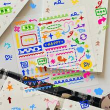1pc Colorful Line Stickers For Decoration Of Planner, Phone Case, Notebook, Diary, Tablet, Scrapbook, Planner, Suitcase, Guitar, Skateboard, Violin - Multi-colored Lines - View 1