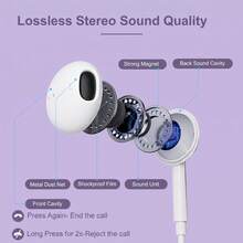 FCV 1 cặp tai nghe nhét tai có dây USB Type C, hỗ trợ mic và điều khiển âm lượng, tương thích với iPhone 18/17 Pro/15/16e Plus Pro Max/S25 S24 S23 S22 S21 Ultra Edge/Pad Pro/Pixel 9 8 7 và tất cả thiết bị USB-C (chiều dài dây 120cm) - Xem 5