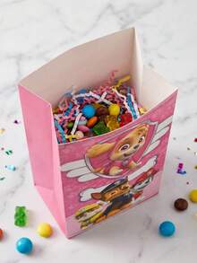 12Pcs Pink Paw Patrol Cartoon Print Paper Gift Bags, Foldable Candy Treat Goodie Bags, Multipurpose Wrapping Storage Bags For Party Favor Holiday Present Packaging - Multicolor - View 2