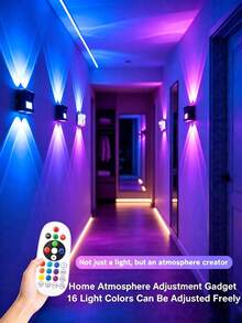 16 Color Smart Sensor RGB Wall Light Night Light, Magnetic Installation, Remote Control Operation, USB Rechargeable, Suitable For Bedroom, Living Room, Game Room And Christmas, Halloween And Other Holiday Party Decoration - 4-head Cat Eye Motion Sensor Wall Light - View 4
