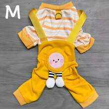 1PC Cute Pet Jumpsuit Autumn/Winter Cat/Dog Yellow Striped Clothes Soft, Breathable, Comfortable Pet Clothing Hoodie - Yellow - View 14