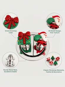 2 Pieces Christmas-Themed Toilet Flush Button Cover Set (Christmas Tree) – Festive Toilet Button Decoration, Creative Bathroom Tank Switch/Button, And Auxiliary Handle (Drill-Free; Doubles As A Handle For Drawers, Cabinet Doors, Or Refrigerators) - Multicolor - View 8