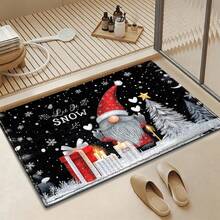 1pc Kitchen Floor Mat, Soft Faux Cashmere Material, Christmas Snowy Night Pattern Non-Slip Floor Mat, Suitable For Kitchen, Bathroom, Doorway, Bedroom Entrance, Holiday Atmosphere Decorative Mat, Multi-Scene Use Non-Slip Floor Mat, Room Decoration, Holiday Gift - Multicolor - View 6