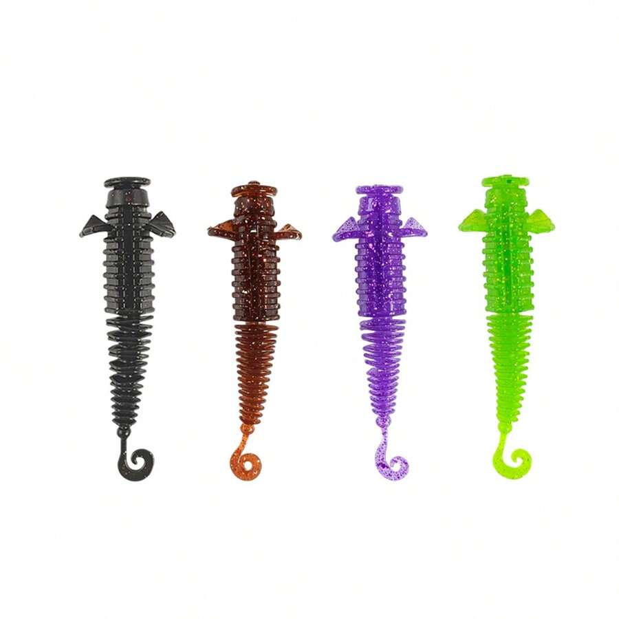 10pcs/Pack Soft Plastic Grub Soft Plastic Worm Easy To Use Bass Fishing Stick Bait Lures - Multicolor - View 1