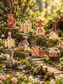 1PC European Village House Figurines, Assorted Windmill Church And Cottage Buildings For Fairy Garden, Micro Landscape, Plant Pots And Shelf Decor - Vintage Little House - View 7
