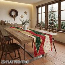 1 Set Bendera Meja, Bendera Meja Persegi Panjang dengan Huruf Natal dan Cetakan Bintang, Cocok untuk Dapur, Meja Makan Keluarga, Lemari TV, Dekorasi Liburan dan Pesta Musim Dingin, - 5 - View 9