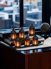 LED Hexagonal Lantern, Holiday Atmosphere Candle Light, Vintage Creative Night Light, Suitable For Holidays, Living Room, Bedroom, Party, Birthday, Gift, Desktop Decoration Ornament Night Light - Decorative Lights - View 6