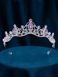 Queen Crown & Headpiece, Princess Crown, Suitable For Women & Girls, Crystal Headband, Suitable For Bride & Princess Style, Suitable For Wedding & Party All Seasons, Wedding Decoration, Valentine's Day Accessory - 4225 Silver Purple - View 7