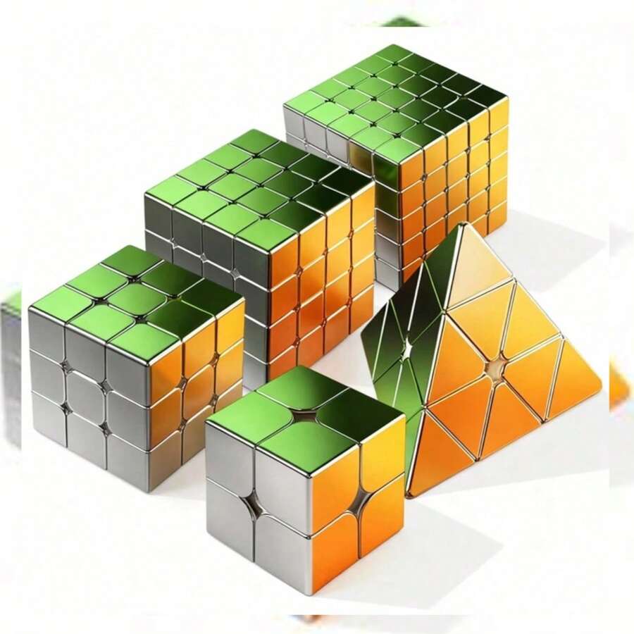 Mirror Reflective Speed Cube 2x2x2 3x3x3 4x4x4 5x5x5 Pyramid Phantom Stickerless Cube, 3D Puzzle Cube, Personalized Shiny Cube Puzzle Children's Gift