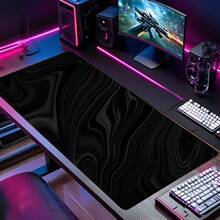 1pc Black Marble Design Rubber Mouse Pad, Extra-Large Gaming And Office Desk Mat, Smooth Surface For Control, Sturdy Keyboard Pad, Perfect Gift For Coders And Students - View 3