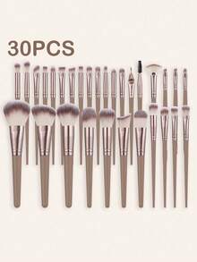 55pcs Full Function Synthetic Makeup Brush Set, Super Soft Fiber Bristles, Including Foundation Brush, Powder Brush, Blush Brush, Concealer Brush, Highlighter Brush, Eyebrow Brush, Eyeshadow Brush, Complete Facial Makeup Tools, Suitable For Daily Home Use, Portable And Professional - Coffee Brown - View 8