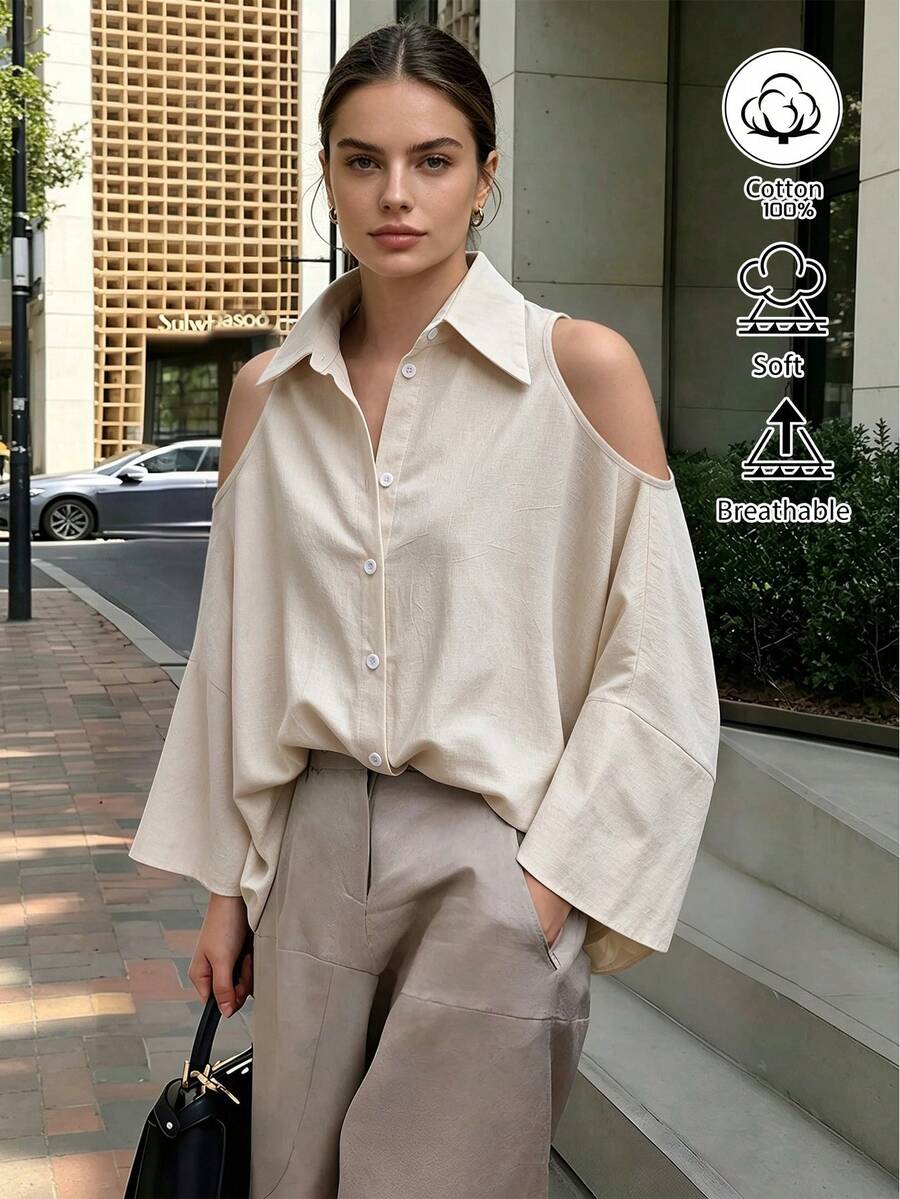 Women's Loose Striped Batwing Sleeve Vintage Casual Elegant Blouse, Suitable For Daily, Outing, Vacation Wear In Spring And Autumn - Apricot - View 1