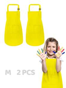 2pcs Adjustable Kids Painting Aprons, Durable Children's Art Aprons With Pockets, Suitable For Boys And Girls, For Kitchen, Lab Activities, Painting And Baking Crafts - 2-pack - View 29