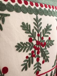 Miater 1pc/2pcs Christmas Decorative Pillow Case Embroidered Canvas Snowflake Sofa Living Room Bedroom Home Decor Holiday Gift - Green - View 4