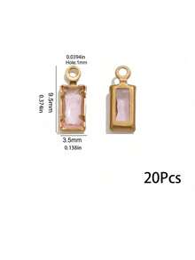 20pcs Stainless Steel Heart, Water Drop, Rectangle Satellite Stone Pendants, DIY Necklace And Bracelet Making Accessories - Golden 1 - View 25