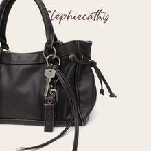 STEPHIECATHY Large Women's Vintage Distressed PU Leather Shoulder Tote Bag, Women's Retro Y2K Multi-Pocket Street Style Handbag, Suitable For Commuting, Shopping, And Travel - Multicolor - View 9