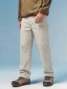 Caldwick Men's Large Pocket Functional Cargo Sports Casual Loose Fit Straight Leg Pants - Khaki - View 1