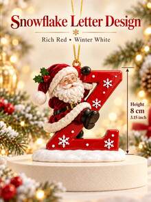 Christmas Tree Shaped Santa Claus Enamel Pendant - A-Z Letter Style - Ideal Decoration For Christmas, Valentine's Day And Thanksgiving | Multi-Functional Keychain And Backpack Charm, No Battery Required, 2D Flat Design, Suitable For All Seasons - Multicolor - View 3