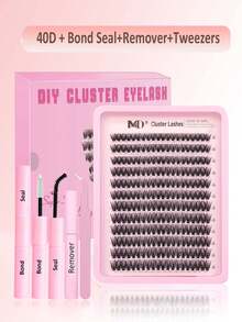 Kit Bulu Mata Gugusan Bulu Mata Tipis Bulu Mata Gugusan Alami Kit Ekstensi Bulu Mata DIY 8-16mm Kit Ekstensi Bulu Mata Gugusan 300pcs Bulu Mata Individual Lengkung D Bulu Mata Gugusan (Dengan Pinset) - Berwarna merah muda - View 12