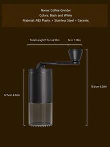 1pc ABS Stainless Steel Manual Coffee Grinder, 18 Adjustable Settings, Portable Handheld Conical Burr Mill, Removable Cover, Adjustable Settings, With Transparent Jar & Large Powder Capacity For Espresso, Pour Over, French Press, Travel, Camping - Multicolor - View 3