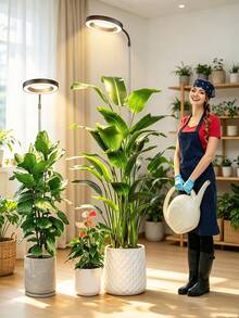 1pc USB Full Spectrum Plant Grow Light, Modern Round Disk Floor Lamp, Suitable For Large Potted Plants, Dimmable Multi-Spectrum Plant Light With Timer, Soil Insertion Design, Suitable For Succulents, Indoor Home, Office, Garden, Plant Decoration - Multicolor - View 2
