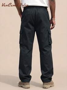 Vancamel Pulse Celana Panjang Olahraga Pria Gaya Fungsional untuk Aktivitas Luar Ruangan, Celana Panjang Kasual Serbaguna Warna Polos Minimalis dengan Desain Saku Besar - Hitam - View 3