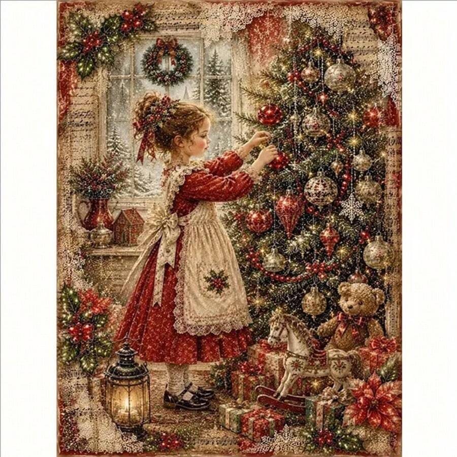 1PC DIY 5D Diamond Painting Kit Christmas Theme Pattern - Round Full Drill Art Mosaic Craft, Home Wall Decor, Unframed - No Frame - View 1