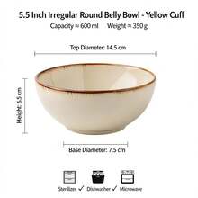 1PC Japanese Style Asymmetrical Ceramic Rice Bowl, New Household Retro Rice Bowl, Noodle Bowl, Small Soup Bowl, Creative Asymmetrical Design, Minimalist Retro Matte Texture, Handmade Asymmetrical Edge Design, Ceramic Heat-Resistant, Smooth Glazed Surface Easy To Clean, Suitable For Rice, Soup, Noodles, Desserts - Multicolor - View 14