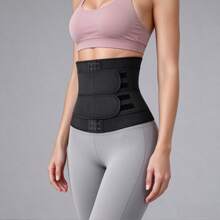 1 chiếc đai định hình eo nữ 2 dây thắt lưng bằng neoprene, corset nén bụng điều chỉnh được bằng móc cài, đai thắt eo nén hỗ trợ tập luyện, giảm cân và nâng đỡ lưng - màu đen - Xem 5
