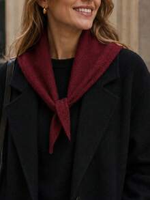1pc Solid Color Small Wool Blend Knitted Elegant Style Triangle Scarf, Suitable For Outdoor Travel, Outings, Back To School Season And Autumn/Winter Wear - Multicolor - View 5