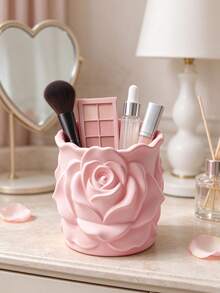 3D Printed 3D Rose Relief Pen Holder, Full Circle Surrounded By Plump Rose Flower Design, Matte Texture, Large Capacity Storage For Various Pens, Minimalist Elegant Decoration For Office Desk - Multicolor - View 13
