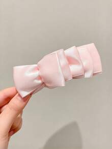 1pc Women's Glossy Satin Multi-Layer Bow Banana Hair Clip, Fashionable Elegant Hair Accessory, Suitable For Various Occasions - Black - View 4