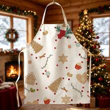1pc Christmas Cute Snowman Print Apron - Sleeveless Halter Neck Design, Snowman With Top Hat And Red Scarf Paired With Silver Fir Tree And Christmas Ball Pattern, Suitable For Holiday Cooking And Baking, Home Chores Apron, Christmas Holiday Gift - Multicolor - View 9