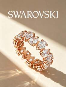 SWAROVSKI Hollow Heart Tapered Crystal Bracelet, Adjustable Jewelry Gift For Girlfriend's Birthday - Rose Gold - View 2