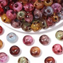 20pcs/Pack Manik-manik Transparan Berwarna-warni Motif Leopard dengan Lubang Besar Ukuran 14*8mm, Manik-manik Akrilik Motif Leopard Modis untuk Musim Gugur/Dingin, Gantungan Kunci Ponsel, dan Hiasan Tas Buatan Tangan DIY - Manik-manik berlubang besar bermotif macan tutul transparan - View 5