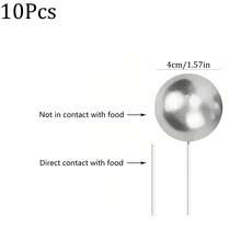 10pcs/20pcs 2cm/2.5cm/3cm/4cm Silver Spherical Cake Toppers, Multi-Size Pearl Balls, DIY Cake Decorations For Wedding, Birthday, Anniversary, Party - Silver - View 7