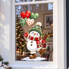 Christmas Snowman Window Stickers, Cute Snowman Balloon Static Cling Window Decals, No Glue Needed Holiday Glass Decoration, Suitable For Windows And Doors - Snowman Balloon - View 3