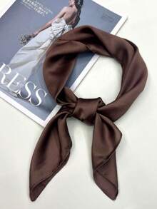 1pc Solid Color Square Scarf, Comfortable, Elegant, Unique, Classic, Spring/Autumn New Style, Versatile, Fashionable, Daily Wear Women's Scarf - Rust - View 1