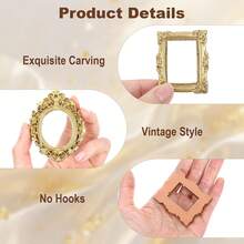 14pcs Mini Vintage Photo Frames, Small Resin Antique Photo Frames, Gold Mini Photo Frames, Suitable For DIY Wall Hanging, Jewelry Display, Photography, Party, Hotel, Home Decor (Mini Photo Frame A) - 10 Gold Photo Frames + 4 Gold Angels - View 10