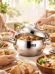 304 Stainless Steel 3-Ply Composite 20cm Apple Stew Pot, Multi-Functional For Heating Milk, Cooking Porridge, Soup, Frying, Christmas Home Kitchen Pot With Lid - View 4
