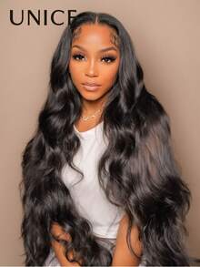 UNice 13x4 Lace Frontal Glueless Wig Lace Low-Maintenance Wig For Beginners Natural Black Body Wave Pre Everything Wig Drawstring Pre Plucked Pre Cut Bleached Knots Beginner Friendly Ready To Go Glueless Wig 150% Density - Natural Black - View 5
