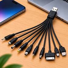 Kabel Pengisian Daya Multi-USB Universal 10-in-1, Adaptor Konektor Multi-Colokan dengan Antarmuka Tipe C, Micro USB, Mini USB, dan DC (5.5/4.0/3.5/2.5/2.0), Cocok untuk Ponsel, Tablet, dan Produk Elektronik Rumah Tangga - MultiWarna - View 2
