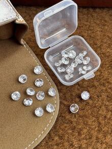 Storage Box With Approx. 25pcs Grade A Cubic Zirconia Round Shiny Jewelry DIY Accessories - Clear - View 6